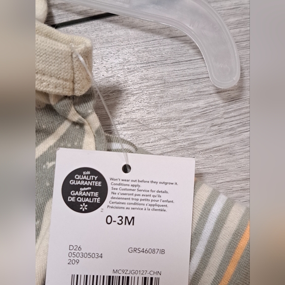 George 100% Cotton 2 Pack Tropical Leaf And Stripes Baby Romper Set - Picture 3 of 4